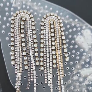 Chic Gold and Silver Crystal Drop Earrings